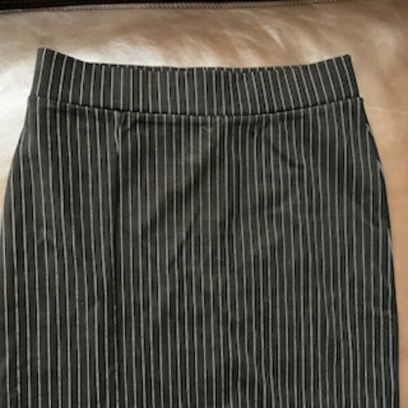 NWT Pinstripe Stretchy Bodycon Pencil Midi High Waist Skirt With Side Split - Picture 8 of 11